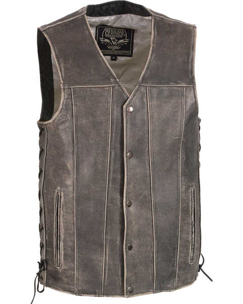 Milwaukee Leather Men's Side Lace Vest  , Grey, hi-res