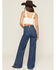 Image #3 - Ariat Women's Dark Wash Ultra High Rise Westie Yoke Wide Leg Stretch Denim Jeans, Dark Wash, hi-res