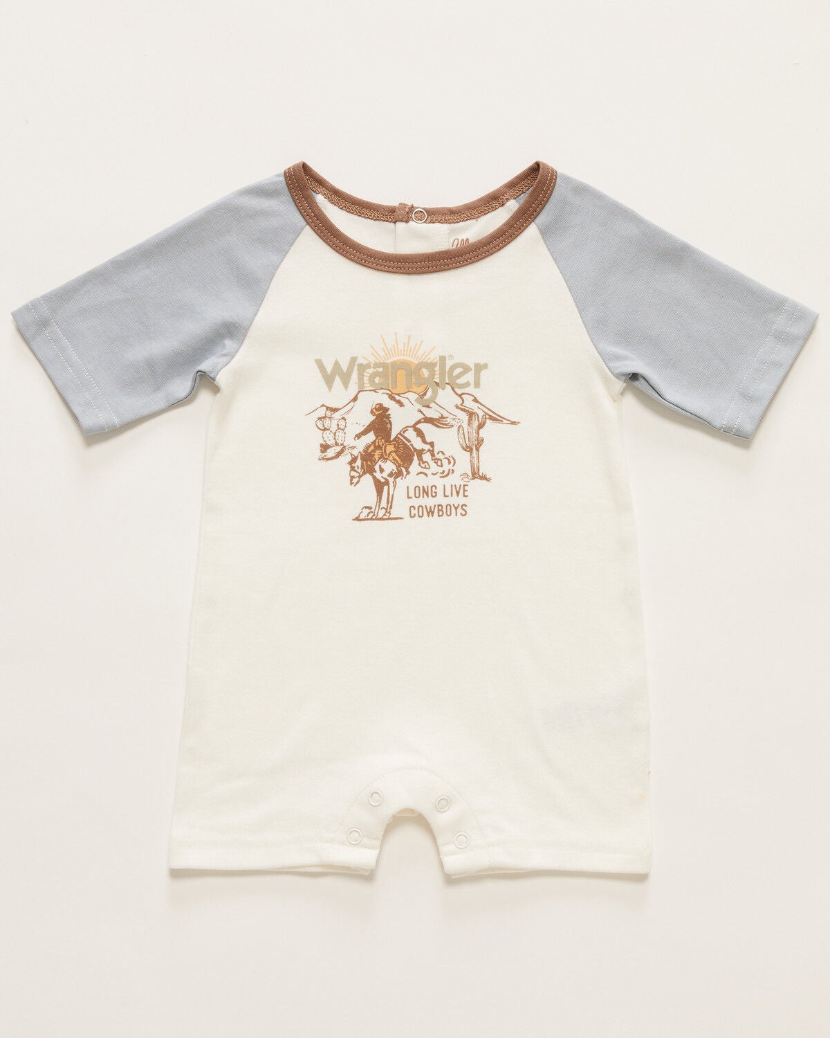 Wrangler Infant Boys' Cowboy Short Sleeve Onesie, White, hi-res