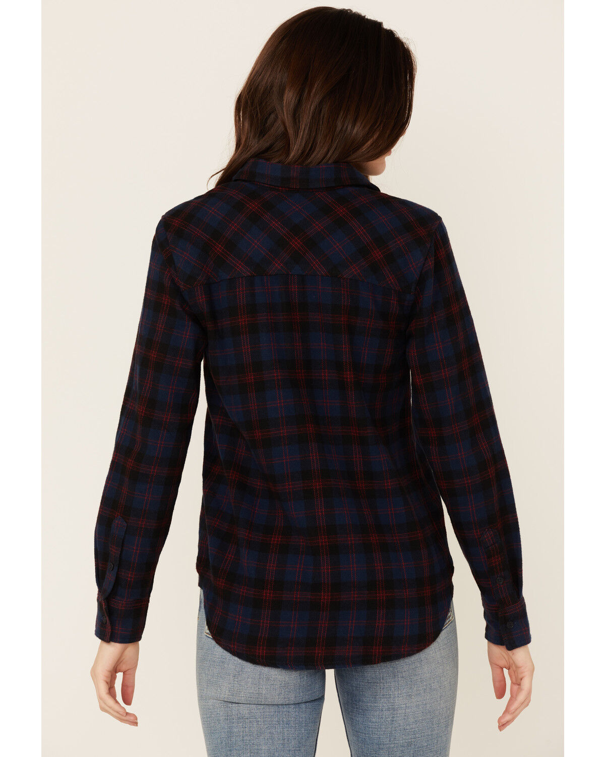 Image #3 - United By Blue Women's Plaid Print Responsible Button Down Western Flannel Shirt, Navy, hi-res