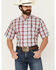Image #1 - Cinch Men's Plaid Print Short Sleeve Button-Down Western Shirt, Red, hi-res