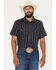 Image #1 - Cody James Men's Highland Rim Striped Print Short Sleeve Snap Western Shirt - Tall, Navy, hi-res
