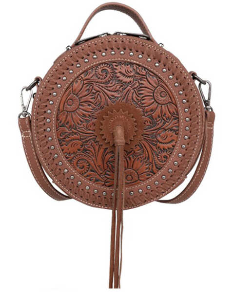 Montana West Women's Tooled Collection Canteen Crossbody , Brown, hi-res