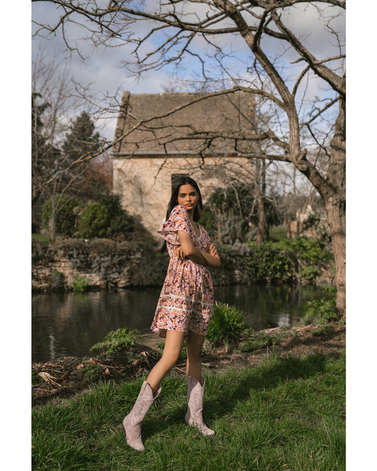 Idyllwind Women's Blossom Court Floral Mini Dress, Lavender, hi-res