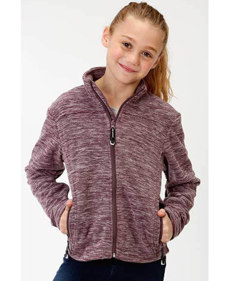 Roper Girls' Purple Micro Fleece Jacket, Purple, hi-res