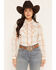 Image #1 - Ely Walker Women's Boot Barn Exclusive Plaid Print Long Sleeve Pearl Snap Western Shirt, Ivory, hi-res
