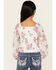 Image #4 - Sugar California Girls' Floral Printed Long Sleeve Smocked Shirt, Ivory, hi-res