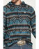 Image #3 - Rock & Roll Denim Men's Southwestern Striped Print Stretch Hooded Sweatshirt, Teal, hi-res