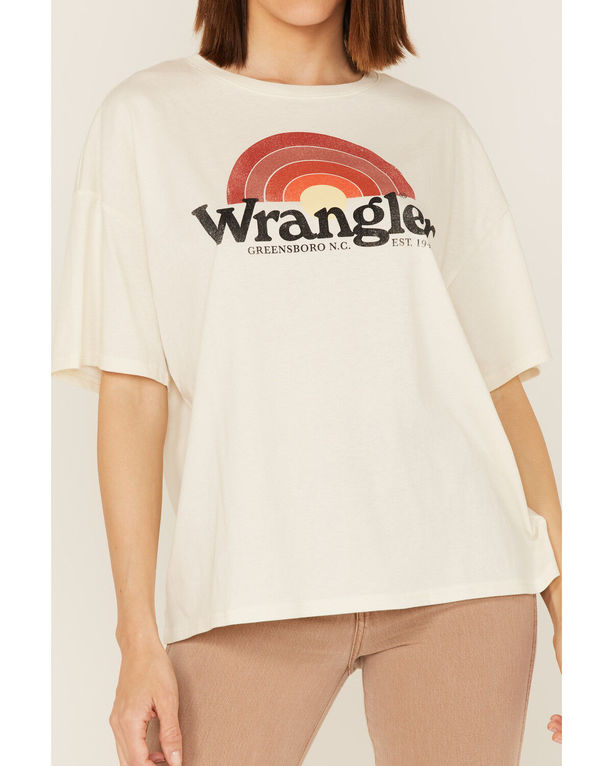 Image #3 - Wrangler Women's Logo Girlfriend Tee, Ivory, hi-res