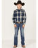 Image #2 - Ariat Boys' Retro Halston Plaid Print Long Sleeve Snap Western Shirt, Navy, hi-res