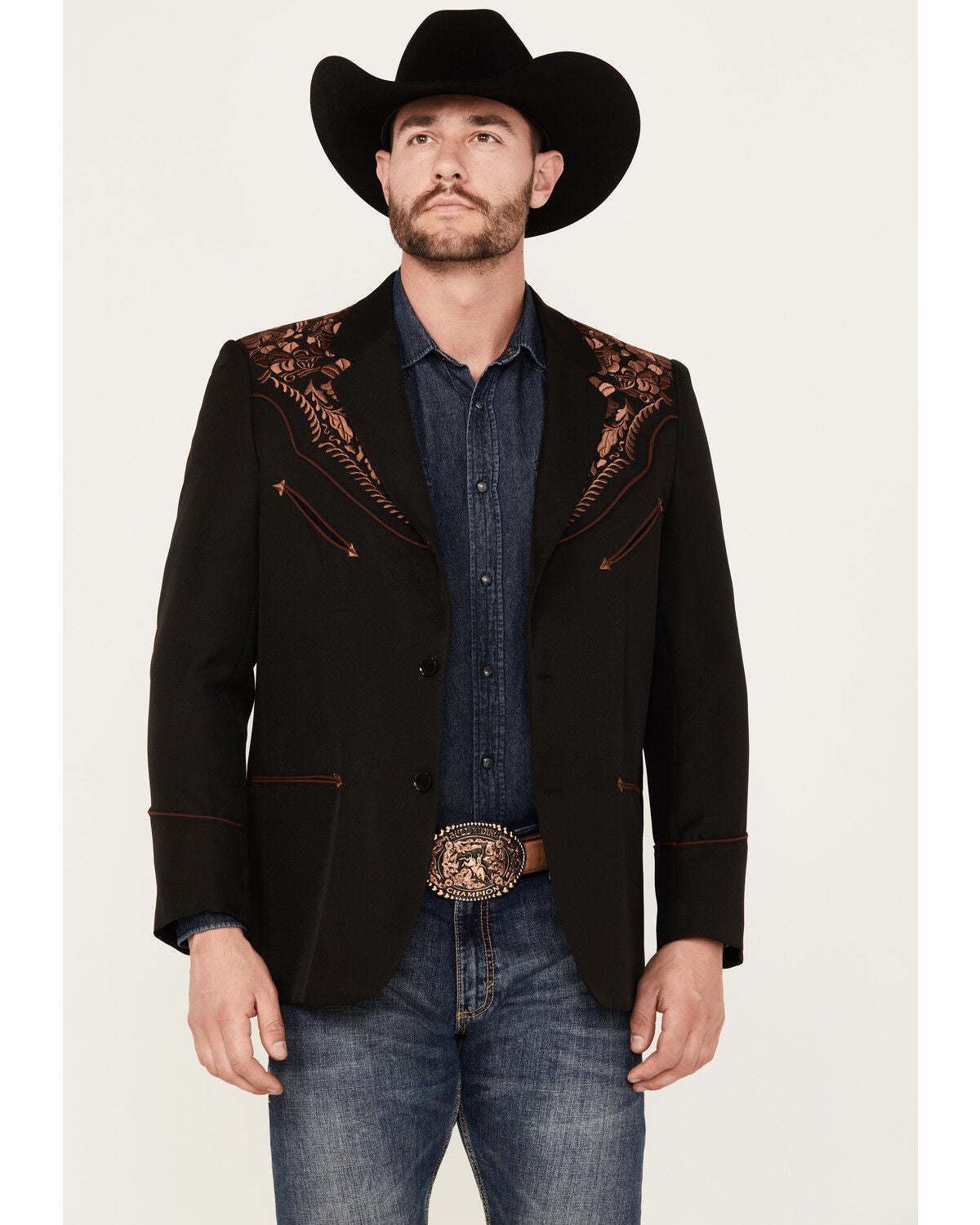 Scully Men's Gunfighter Embroidered Sportcoat, Black, hi-res