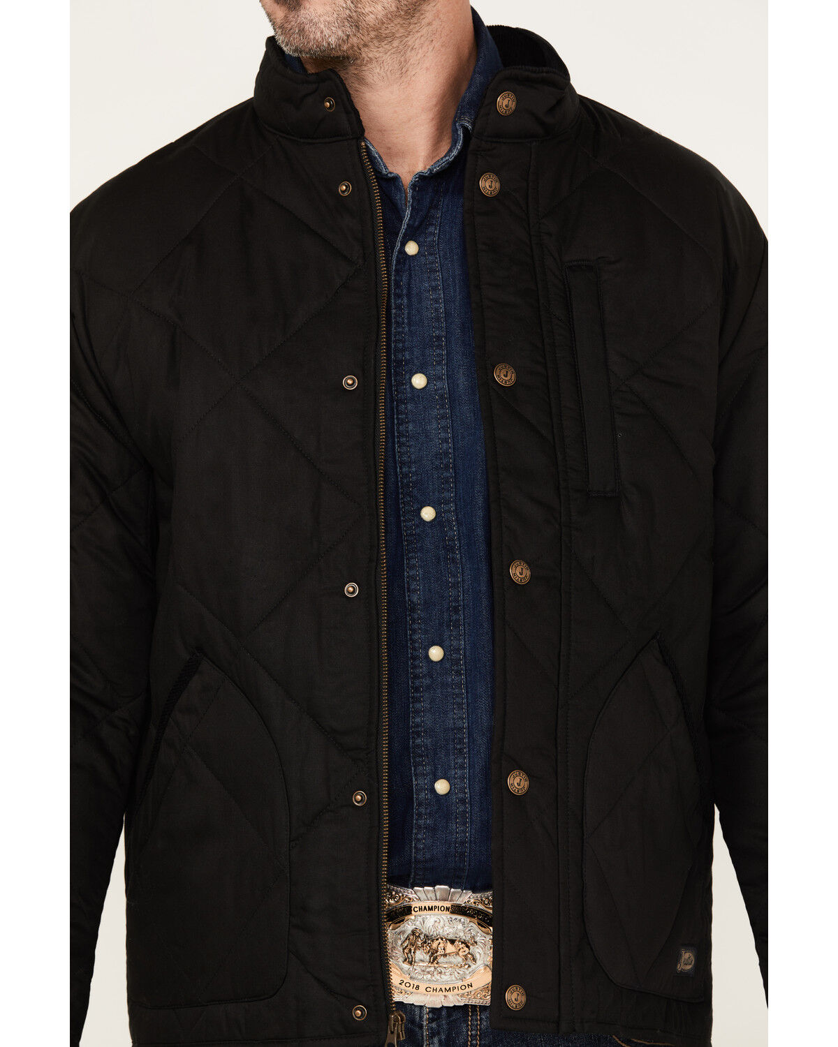 Image #2 - Justin Men's Broken Arrow Matte Quilted Jacket, Black, hi-res