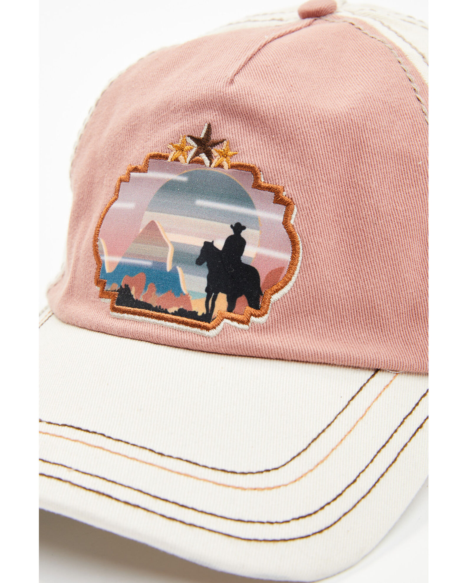 Image #2 - Catchfly Women's Desert Cowboy Ponytail Ball Cap, Red, hi-res