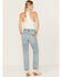 Image #3 - Wrangler Women's Wild West Destructed Light Wash High Rise Straight Jeans, Light Wash, hi-res