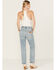 Image #3 - Wrangler Women's Wild West Destructed Light Wash High Rise Straight Jeans , Light Wash, hi-res