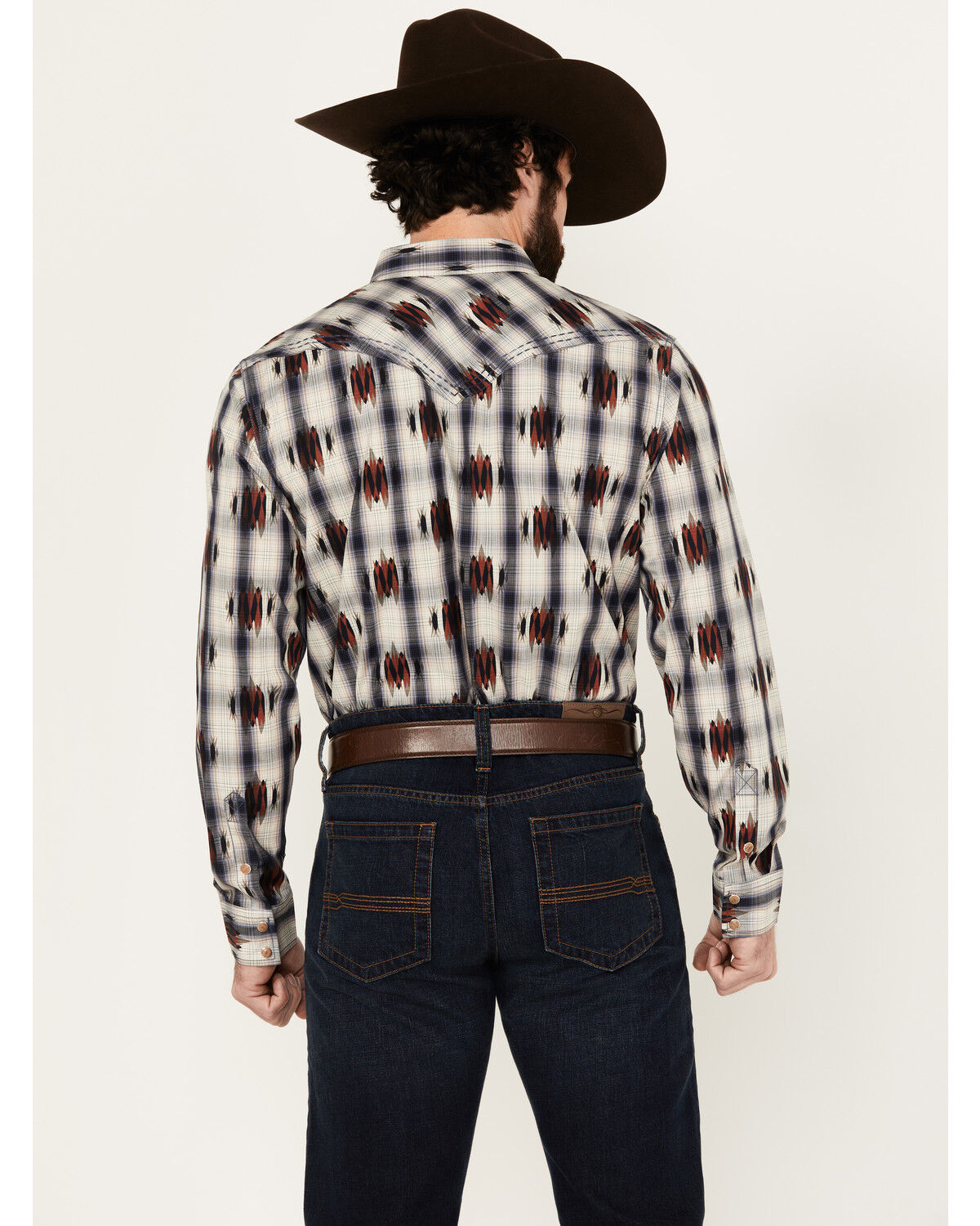 Image #4 - Cody James Men's Zion Sunset Southwestern Plaid Print Long Sleeve Snap Western Shirt, Red, hi-res
