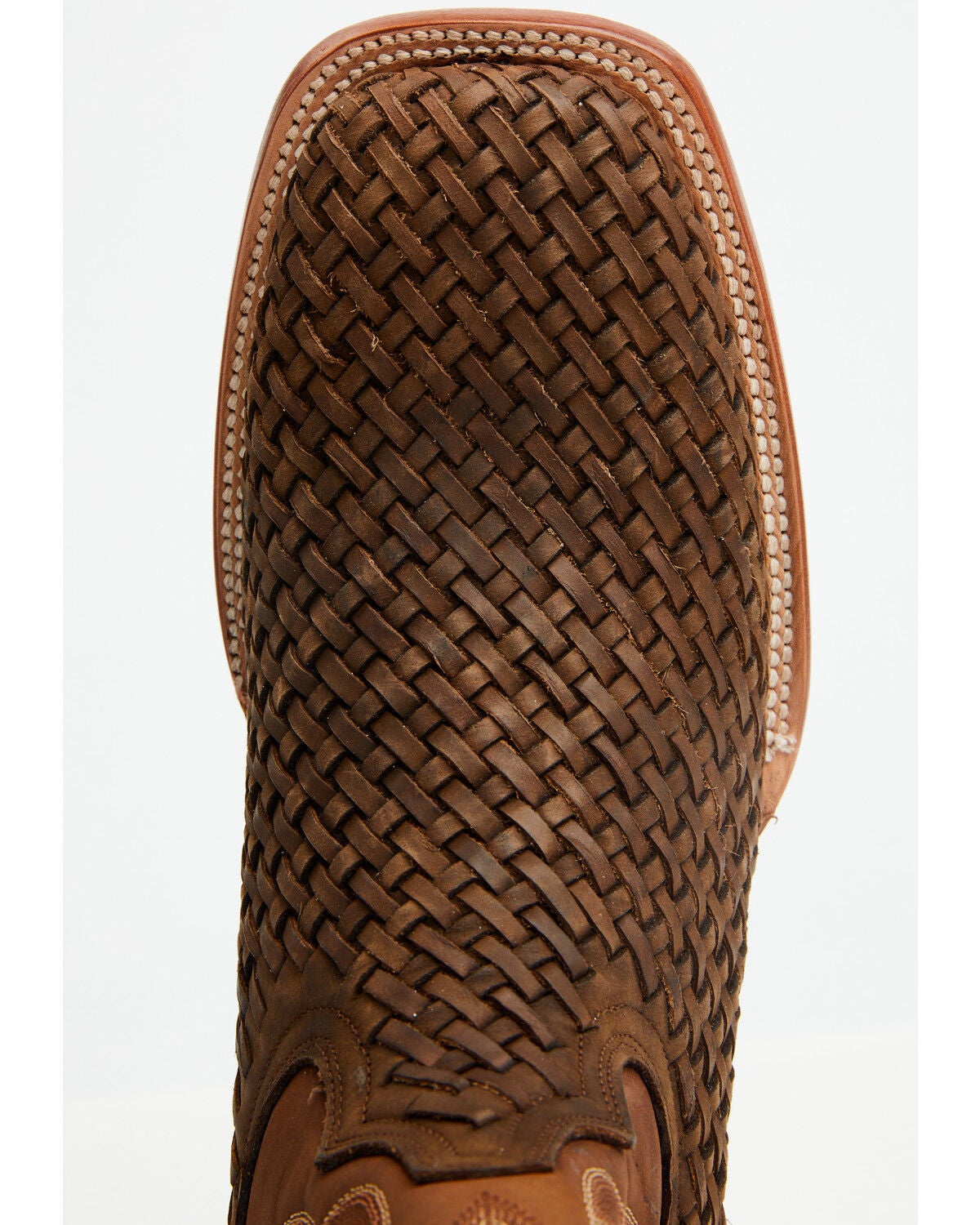 Image #6 - Tanner Mark Men's Basketweave Western Boots - Broad Square Toe, Honey, hi-res