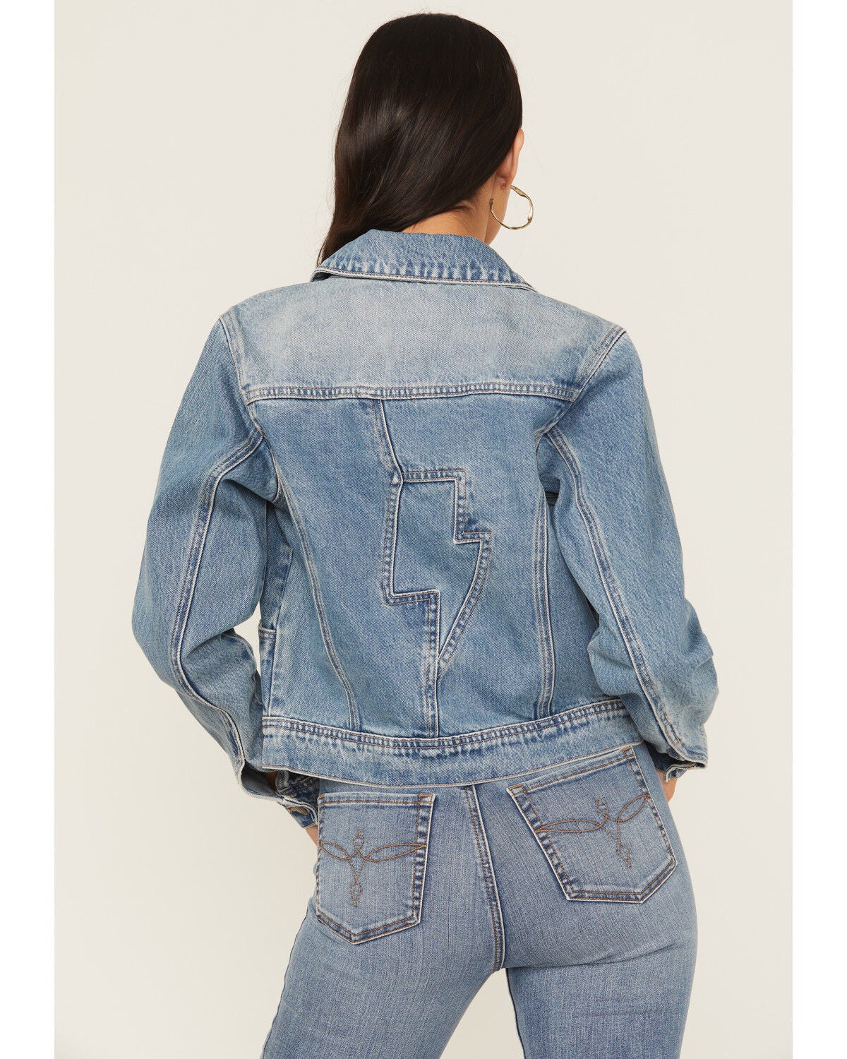 Image #4 - Rolla's X AC/DC Women's Medium Wash Lightning Denim Jacket, Medium Wash, hi-res