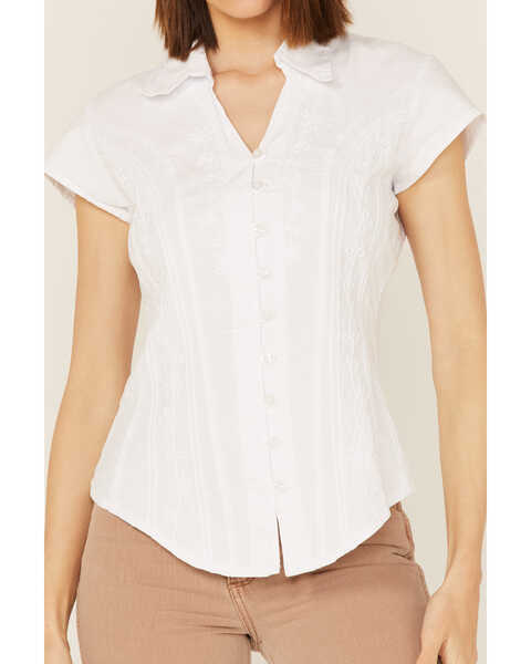 Image #2 - Scully Women's Cap Sleeve Peruvian Cotton Top, White, hi-res