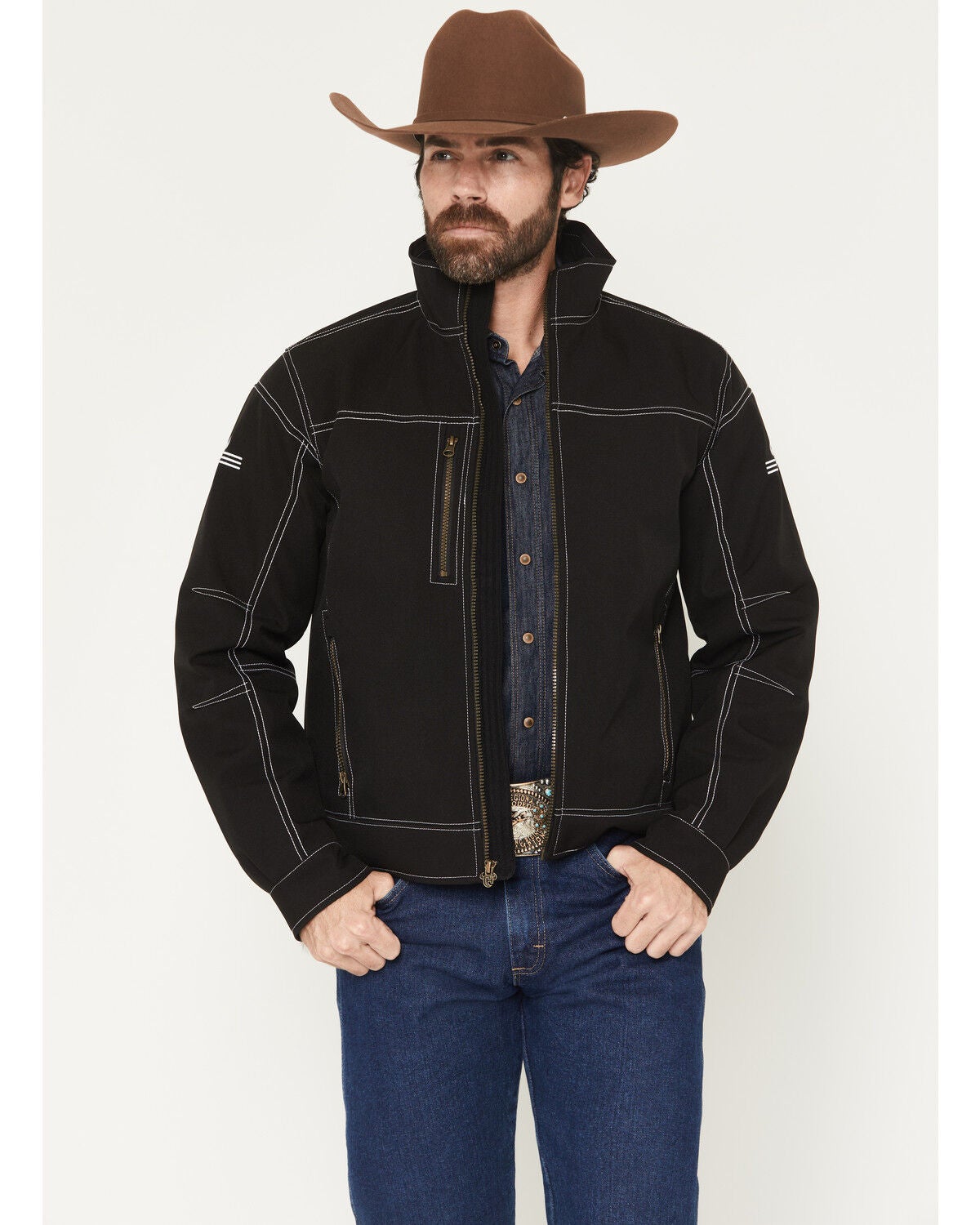 Cowboy Hardware Men's Woodsman Softshell Jacket, Black, hi-res