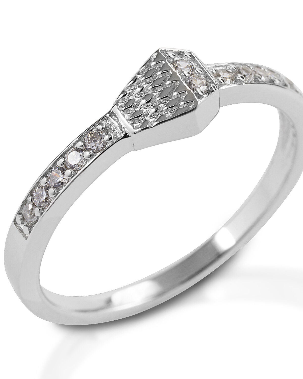 Kelly Herd Women's Pave Horseshoe Nail Ring, Silver, hi-res
