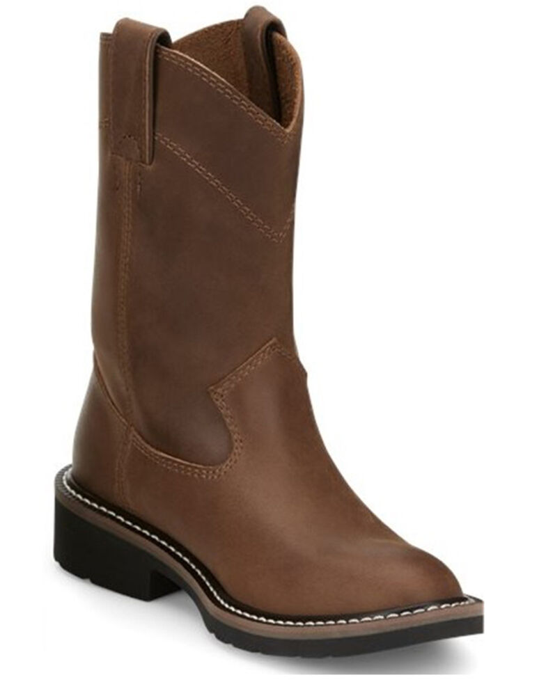 Justin Kids' Brown Roper Western Boots - Round Toe , Brown, hi-res