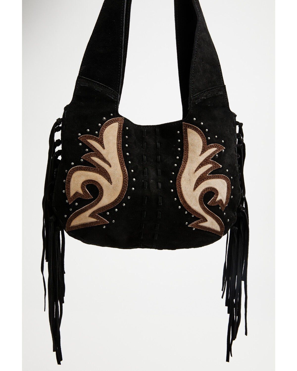 Image #1 - Idyllwind Women's Lorna Boot Stitch Suede Shoulder Bag, Black, hi-res