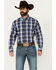 Image #1 - Cinch Men's Plaid Print Long Sleeve Button-Down Western Shirt, Blue, hi-res