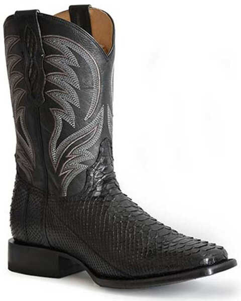 Image #1 - Roper Men's Peyton Exotic Python Skin Western Boots - Square Toe, Black, hi-res