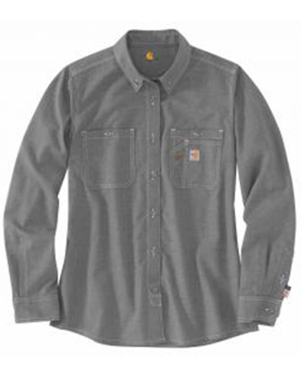 Image #1 - Carhartt Women's FR Force Lightweight Button Front Long Sleeve Shirt, Grey, hi-res