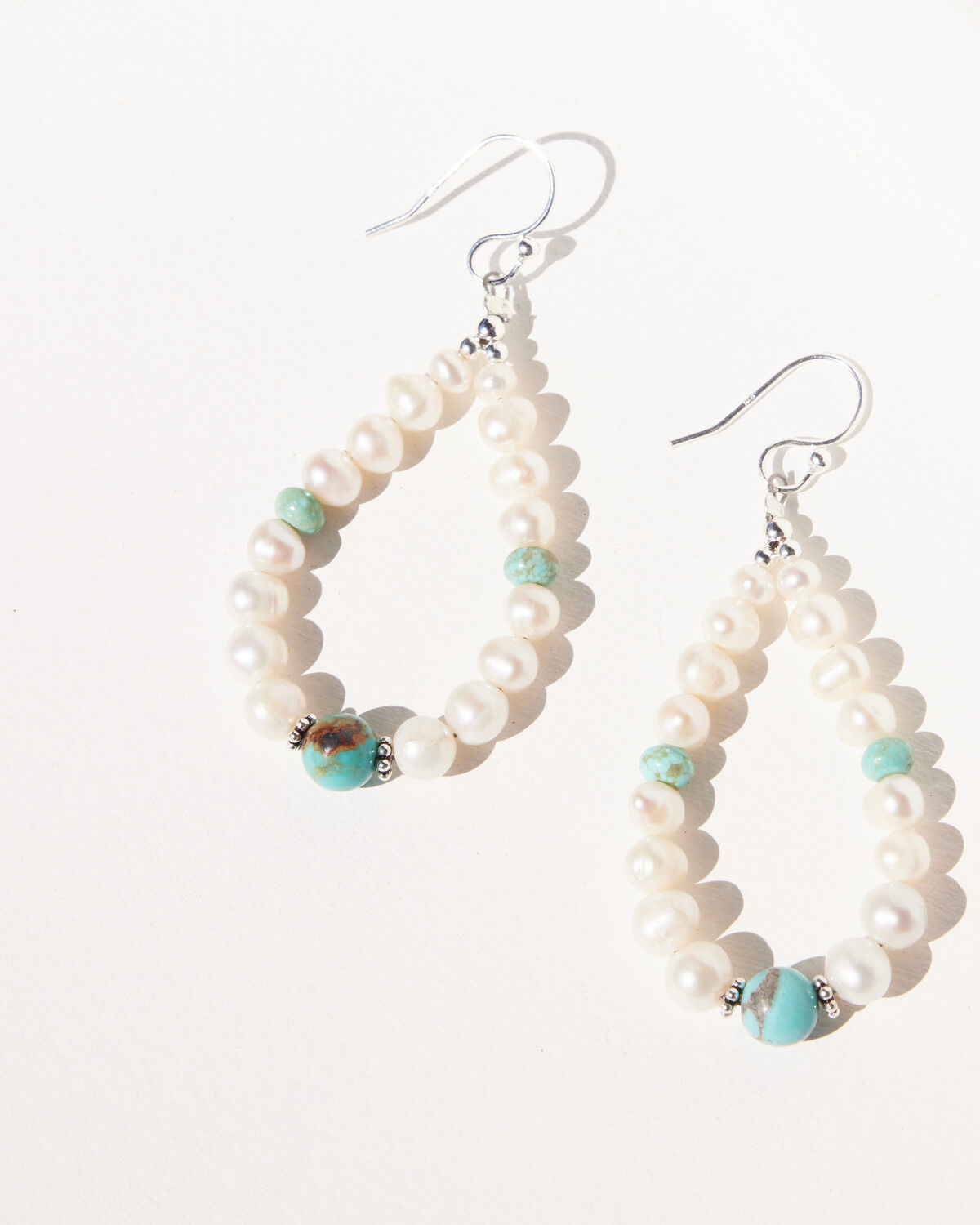 Image #2 - Paige Wallace Women's Pearl Loop Earrings, Silver, hi-res