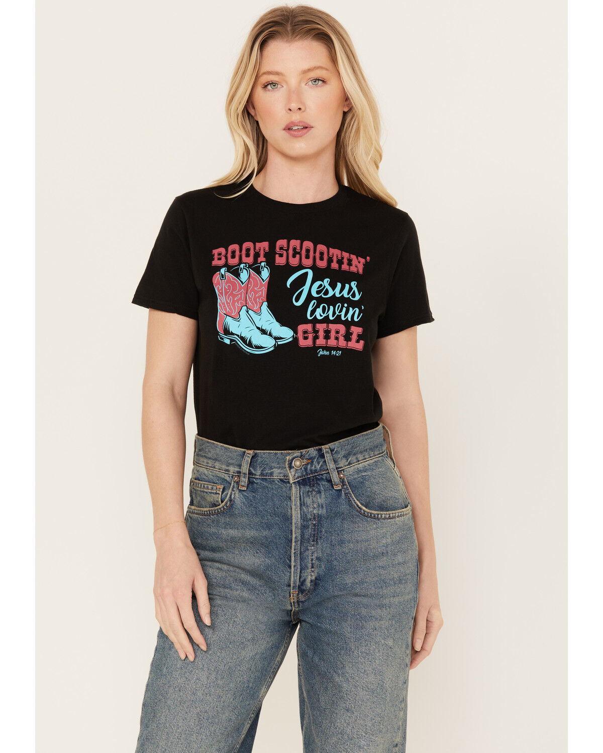 Image #1 - Kerusso Women's Boot Scootin Short Sleeve Graphic Tee, Black, hi-res