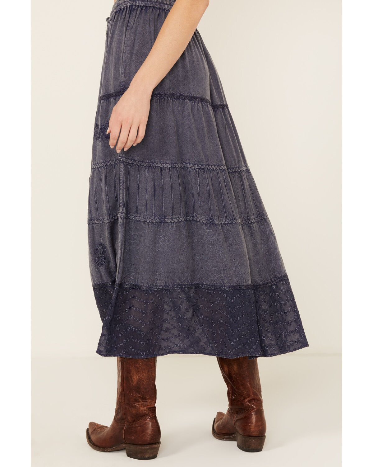 Image #4 - Gunit Women's Embroidered Midi Skirt, Navy, hi-res