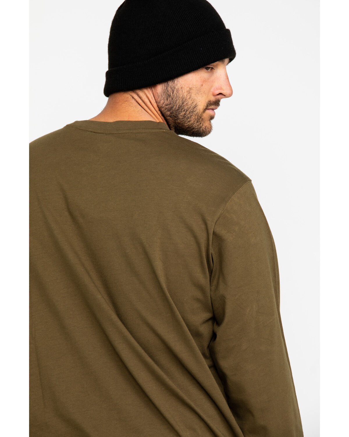 Image #2 - Hawx Men's Olive Pocket Long Sleeve Work T-Shirt, Olive, hi-res