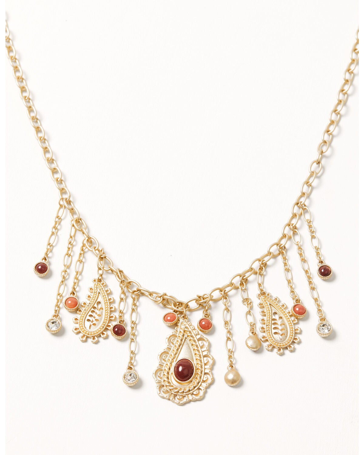 Shyanne Women's Rosewood Paisley Necklace, Gold, hi-res