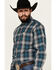 Image #2 - Cinch Men's Plaid Print Long Sleeve Button-Down Western Shirt, Teal, hi-res