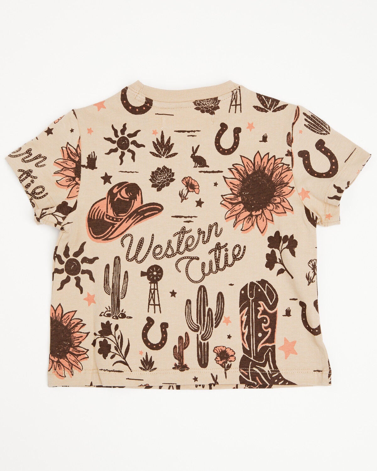 Image #3 - Shyanne Girls' Western Cutie Printed Short Sleeve Graphic Tee, Khaki, hi-res