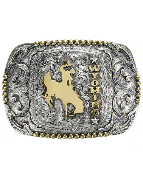 Image #1 - Cody James Men's Wyoming Regional Buckle, Silver, hi-res
