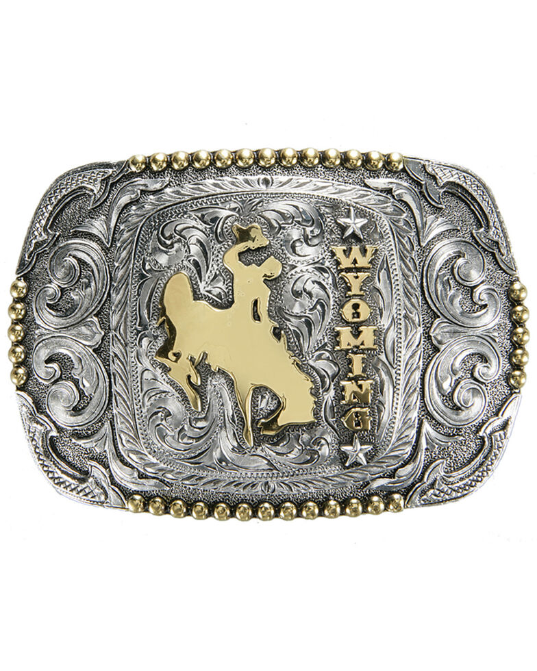 Cody James Men's Wyoming Regional Buckle, Silver, hi-res