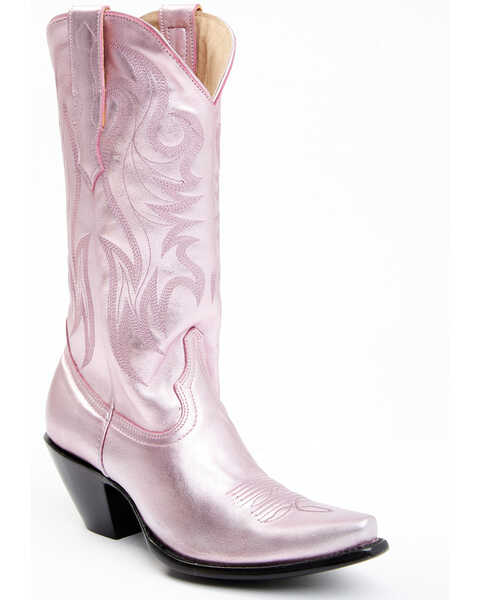 Image #1 - Idyllwind Women's Metallic Leather Western Boot - Snip Toe , Pink, hi-res