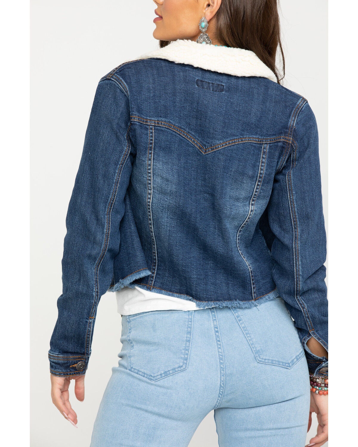denim jacket with sherpa collar womens