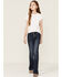 Rock & Roll Denim Girls' Faux Button Trouser Jeans, Dark Blue, hi-res