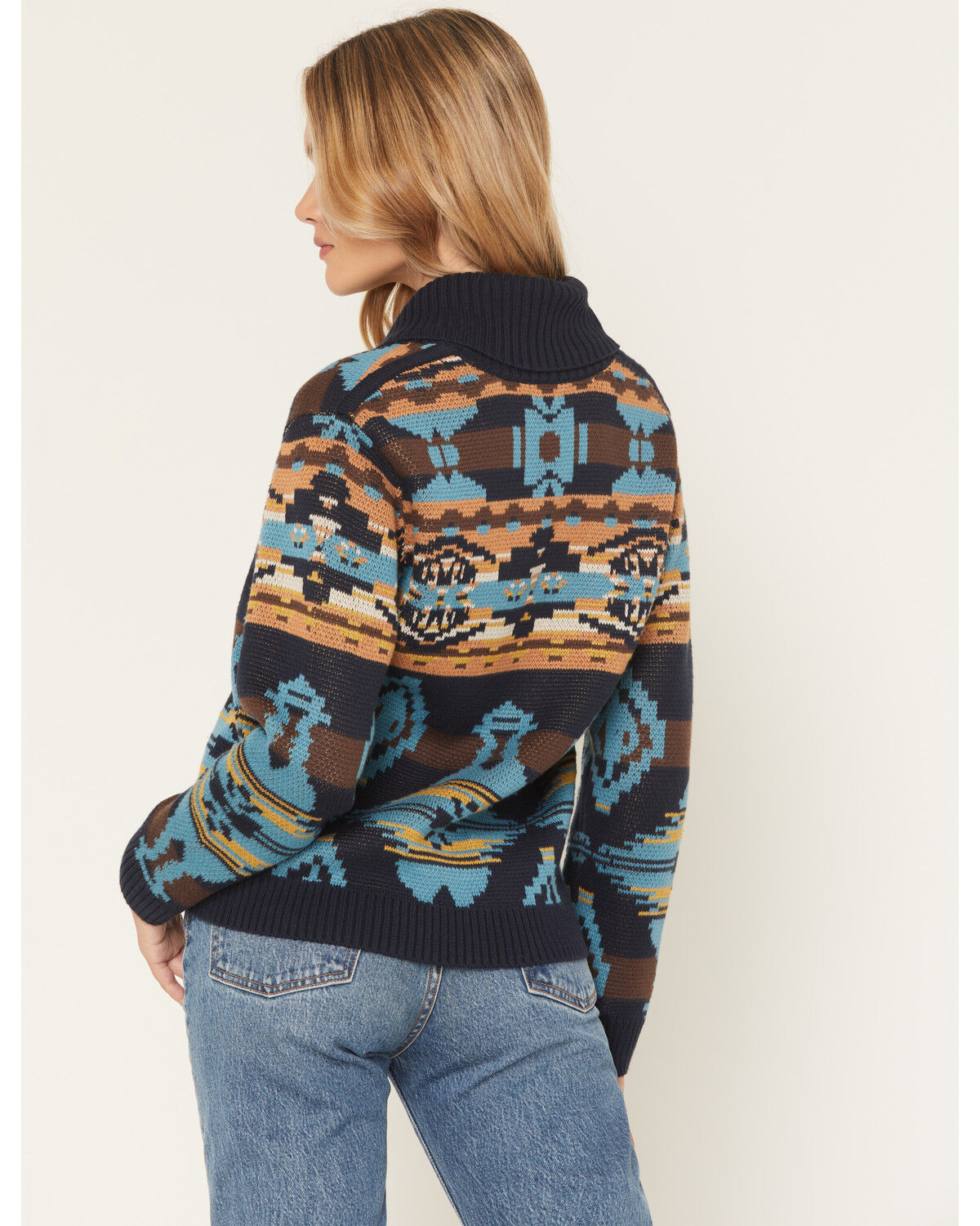 Image #4 - Shyanne Women's Southwestern Print Knit Sweater, Indigo, hi-res