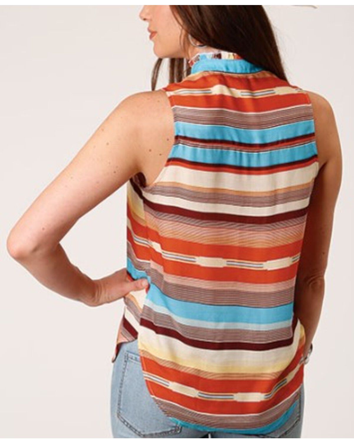 Image #2 - Stetson Women's Sunset Serape Striped Sleeveless Blouse, Multi, hi-res