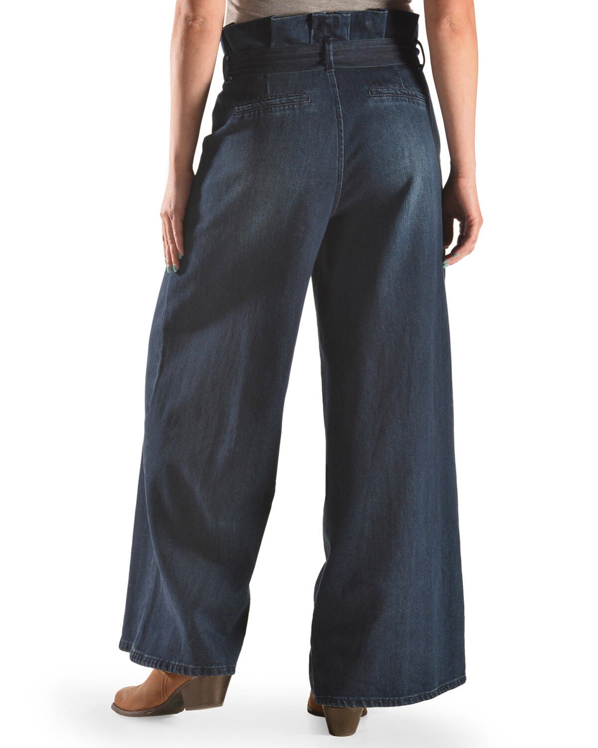 paper bag wide leg jeans