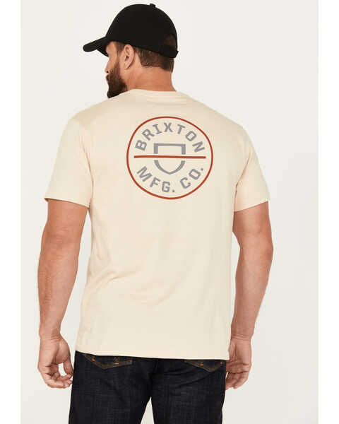Image #4 - Brixton Men's Crest II Logo Short Sleeve Graphic T-Shirt, Cream, hi-res