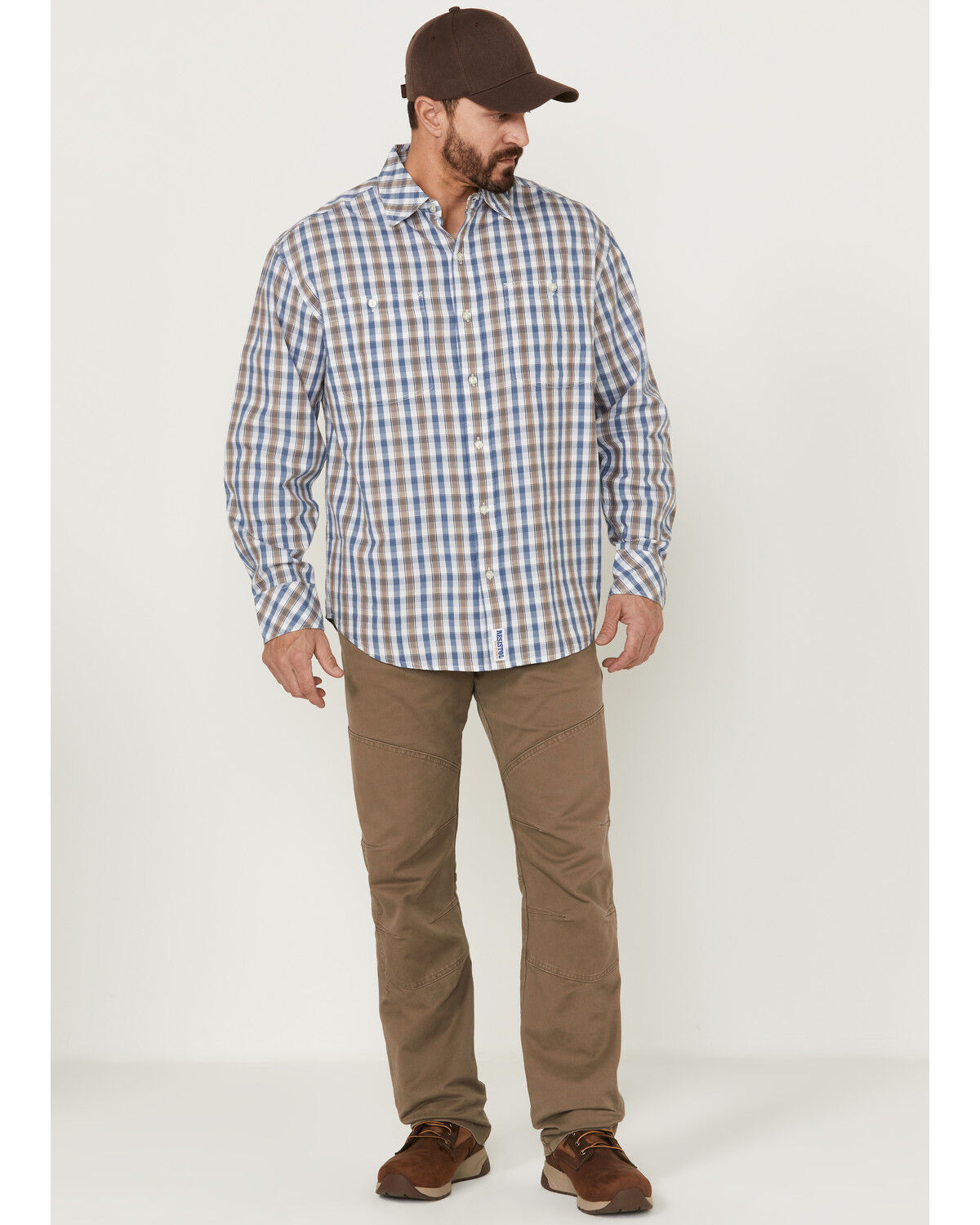 Image #2 - Resistol Men's Starke Small Plaid Long Sleeve Button Down Western Shirt, White, hi-res