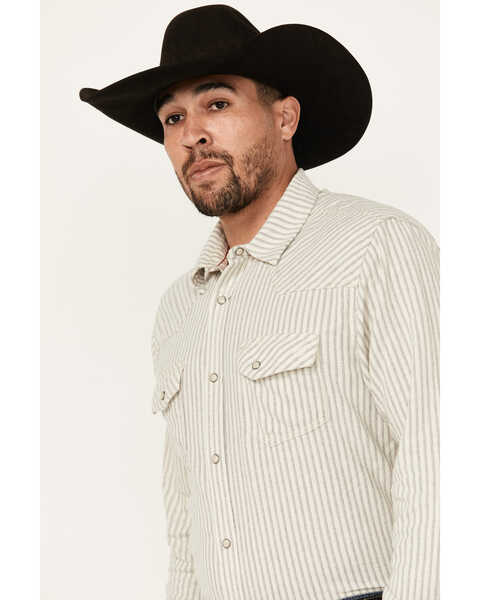 Image #2 - Blue Ranchwear Men's Boone Striped Long Sleeve Snap Shirt, Tan, hi-res
