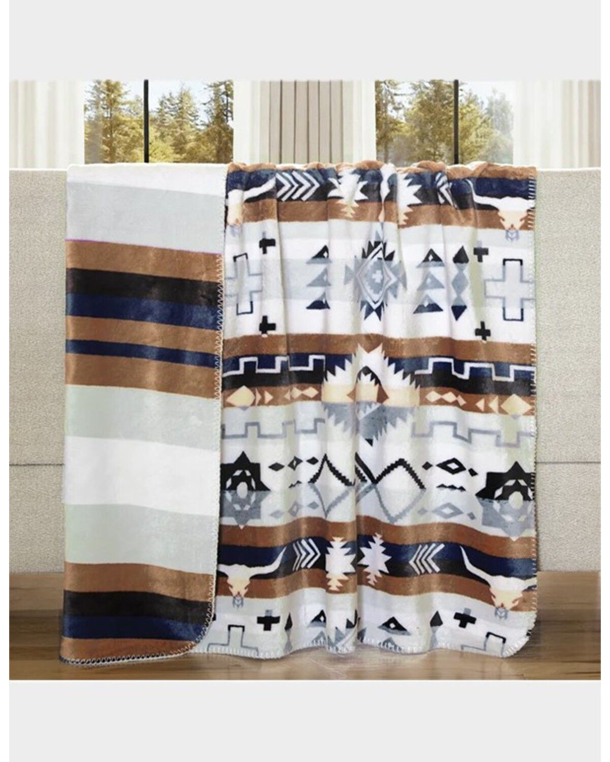 Carstens Home Wrangler Limestone Butte Reversible Plush Throw Blanket, Multi, hi-res