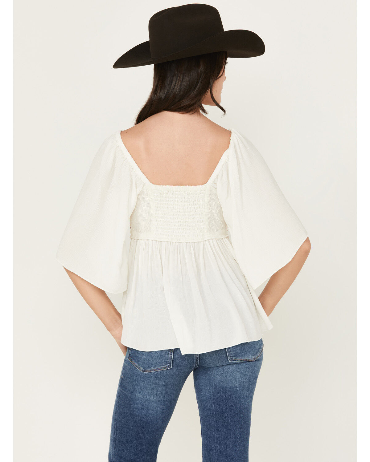 Image #4 - Shyanne Women's Embroidered Crinkle Tunic, Ivory, hi-res